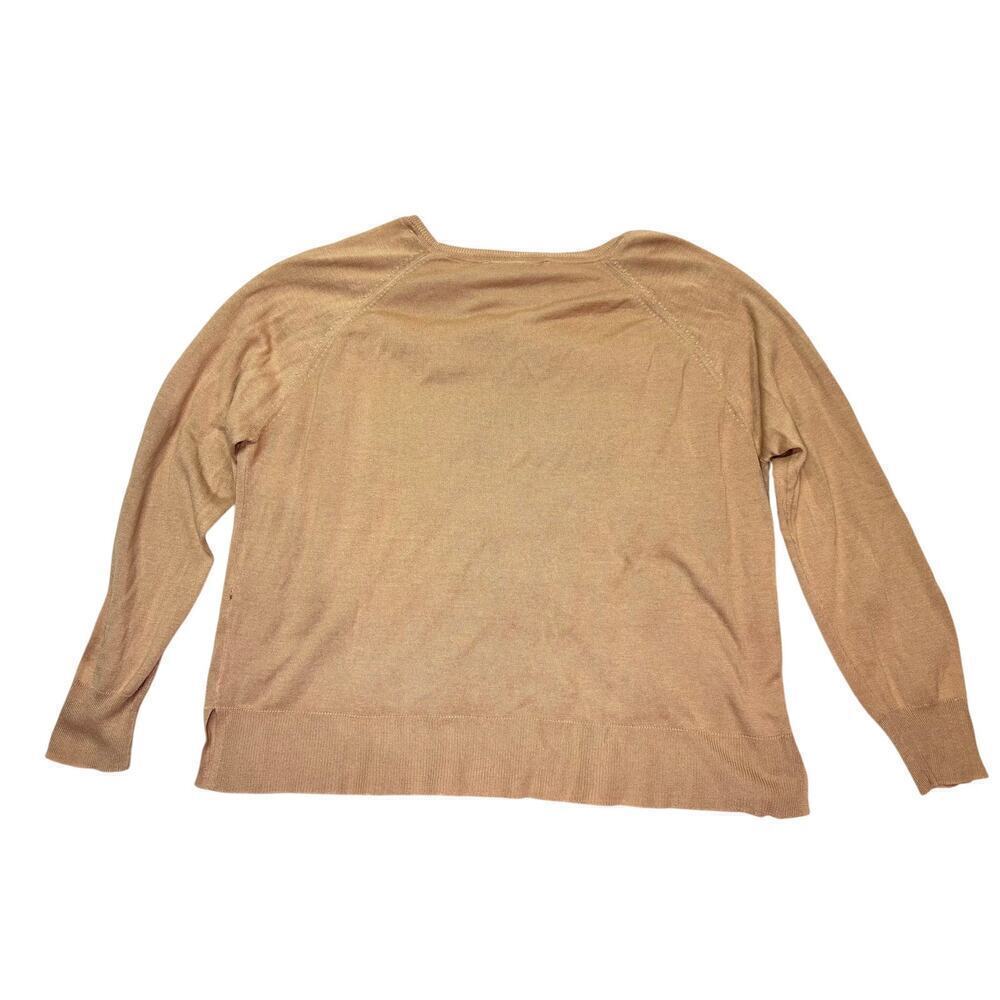 Zara Basic Knit Long Sleeve Blouse | Women's Large | Tan | Crew Neck Top - Picture 2 of 7
